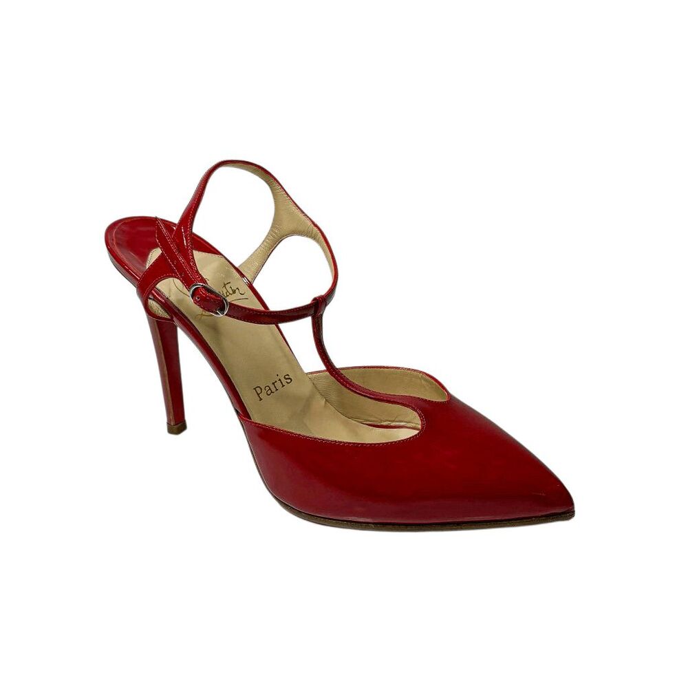Christian Louboutin Coxinelle T-Bar Pumps Red Patent EU 36 US 5.5 Strappy Heels